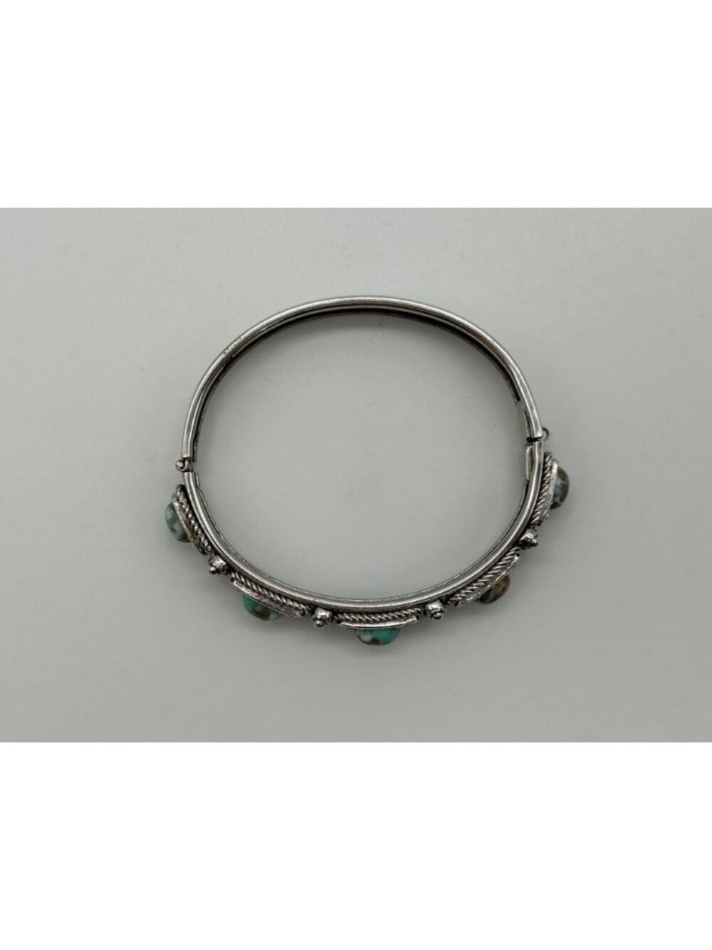 SHP Faux Turquoise Panel Link Bracelet Southwestern Silver-tone Costume Jewelry - Picture 8 of 13